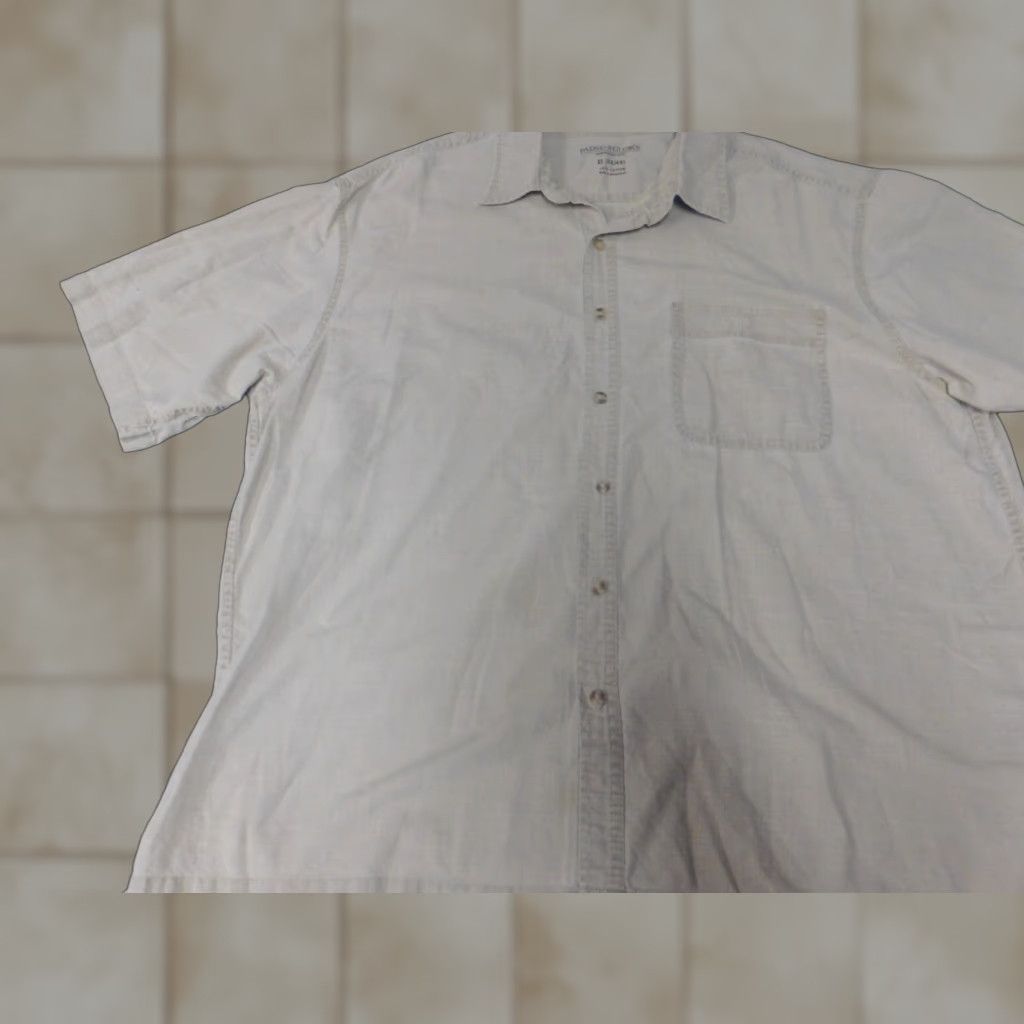 Faded Glory Faded Glory Shirt Small Beige Button-Down Mens Regular Short Sleeve Cotton Denim Surf Button-Up Collared Casual Size US S / EU 44-46 / 1 - 1 Thumbnail