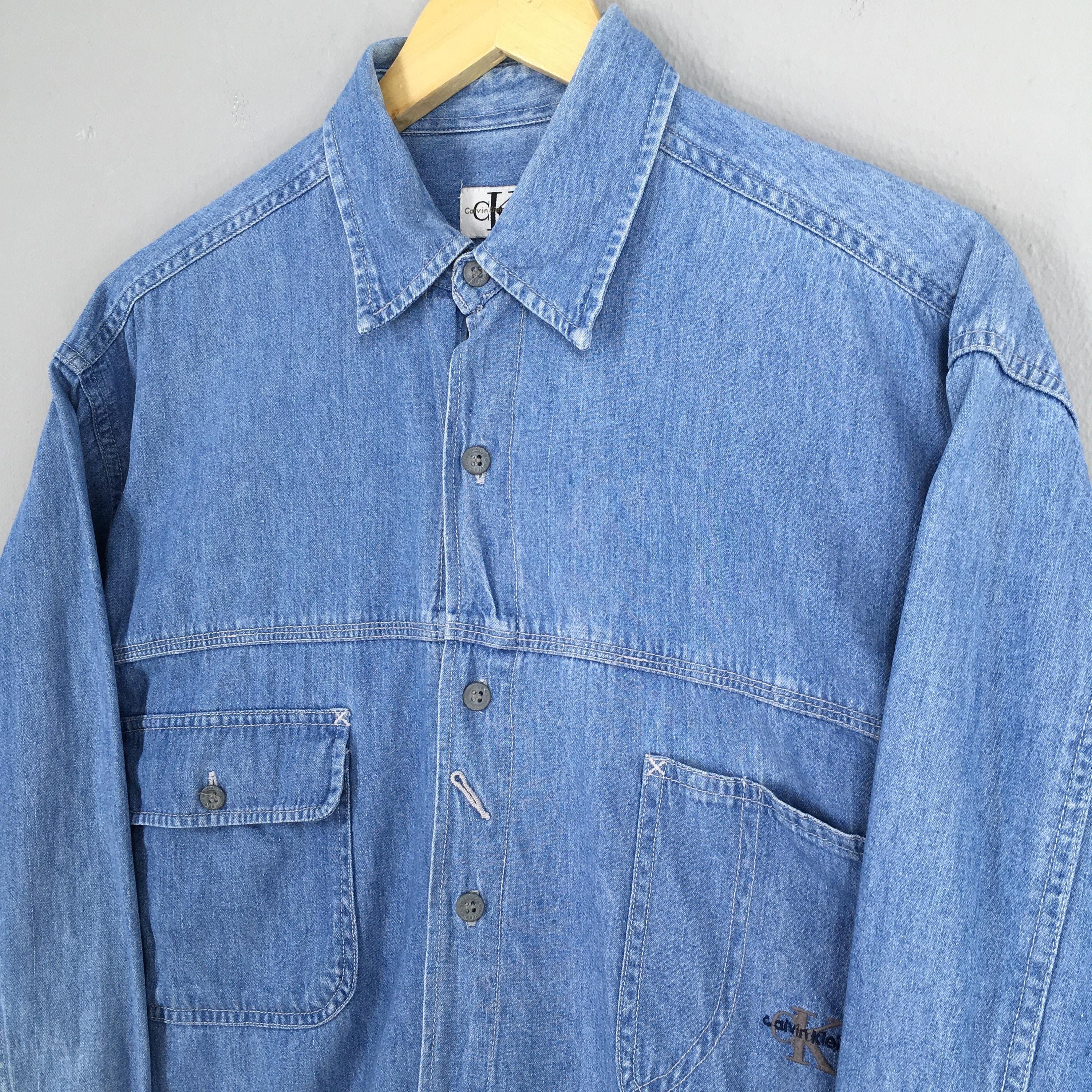 Calvin Klein × Vintage Vintage Calvin Klein USA Denim Shirt Large Size US L / EU 52-54 / 3 - 3 Thumbnail