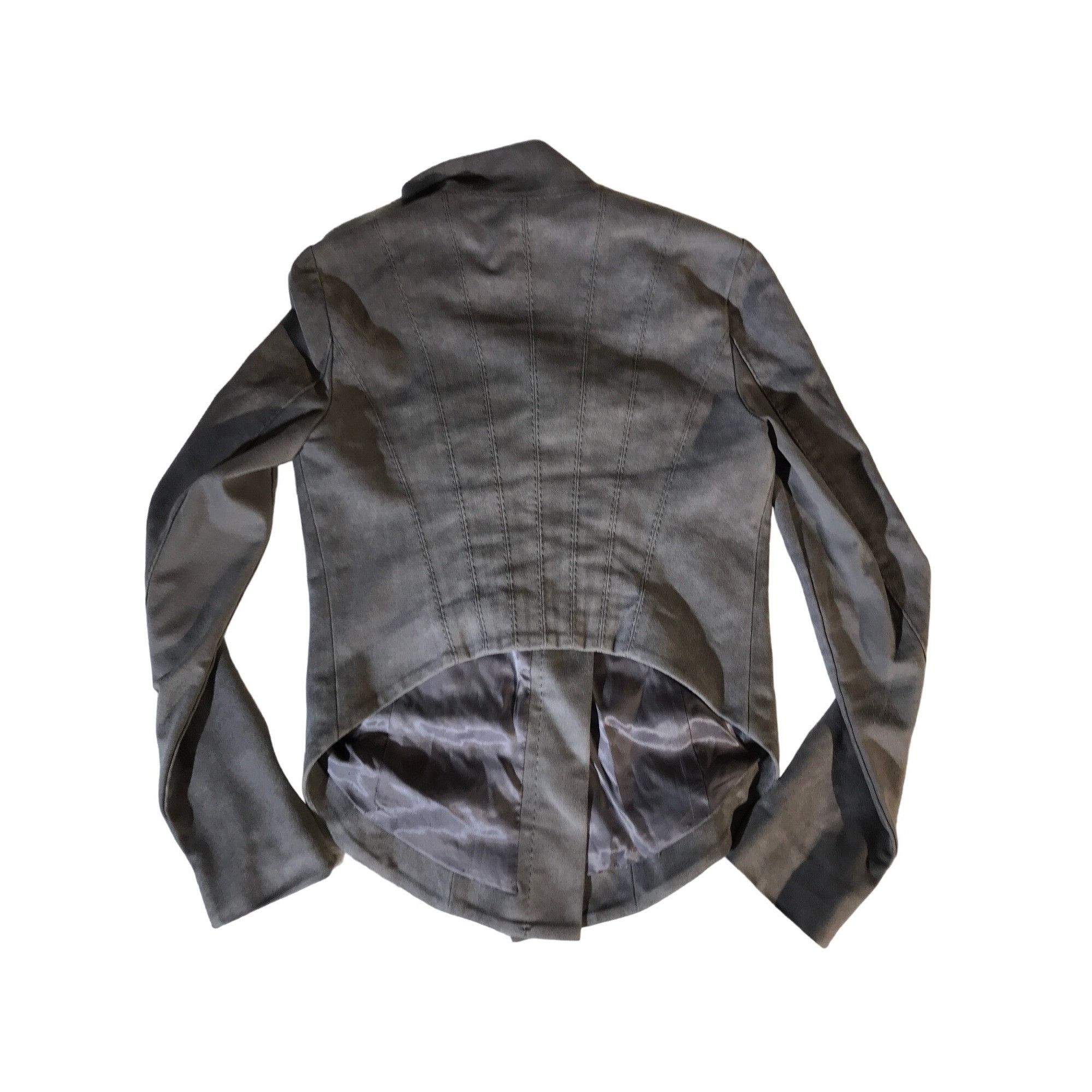 Vintage BCBGMaxazira Women Gray Faux Suede Moto Jacket Size XS / US 0-2 / IT 36-38 - 2 Thumbnail