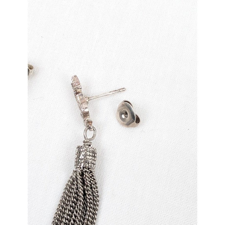 Saint Laurent Paris o1rshd1 Size: OS / Metal Brass Earrings in Argent Oxyde Size ONE SIZE - 8 Thumbnail