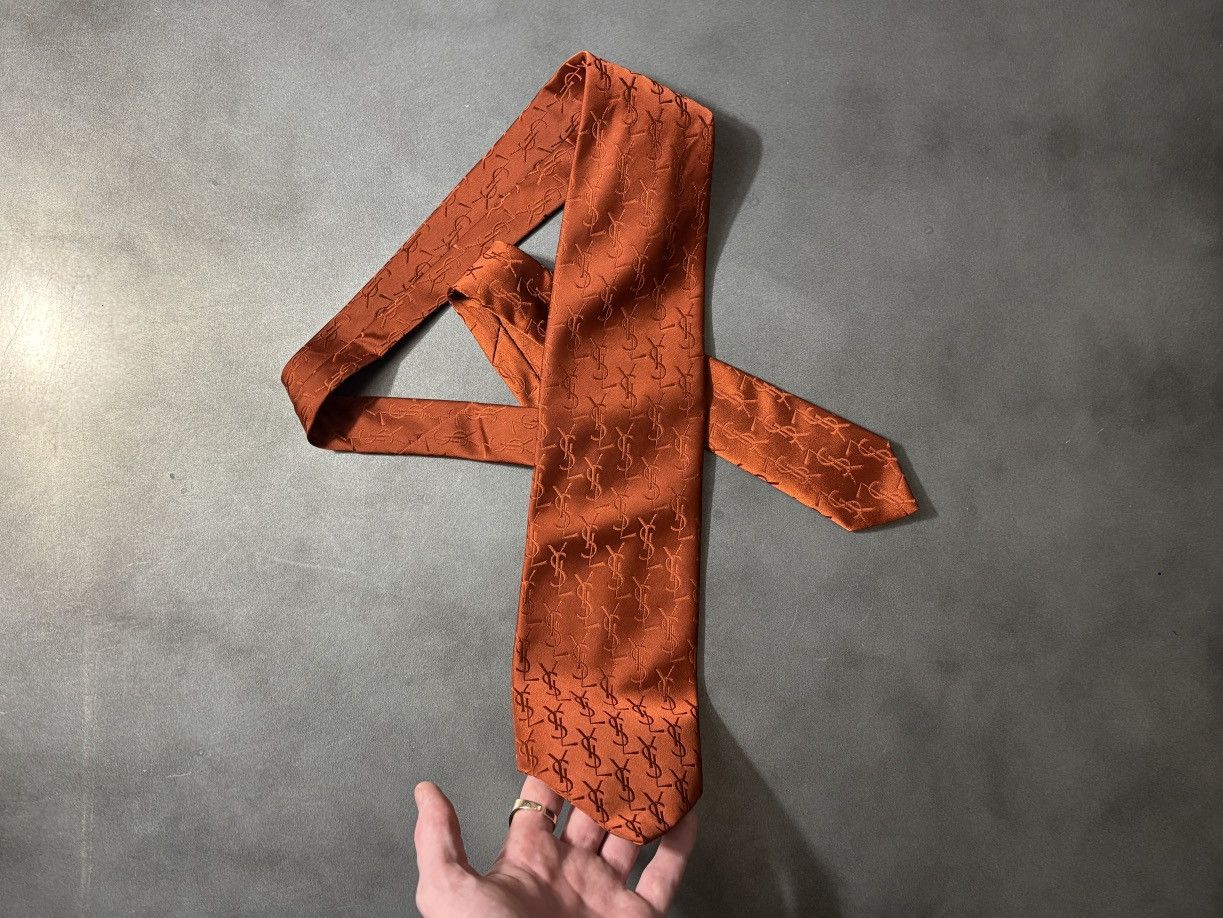 Yves Saint Laurent Vintage YSL Monogram Tie Necktie 1970s Yves Saint Laurent Size ONE SIZE - 14 Thumbnail