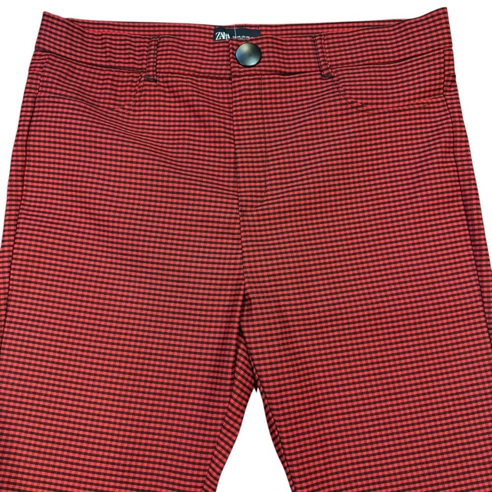 Zara Zara Red Black Plaid High Rise Skinny Pants Size XXL Size 40" / US 18 - 2 Thumbnail