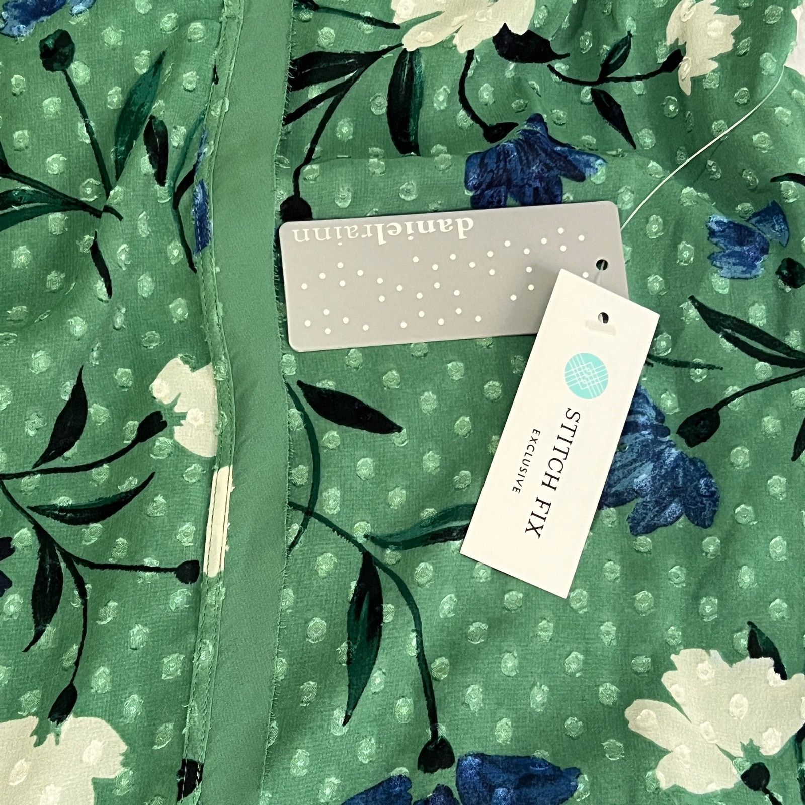 Other Green Raw Collar Blouse - Stitch Fix Fully Lined Floral Top Size S / US 4 / IT 40 - 7 Thumbnail