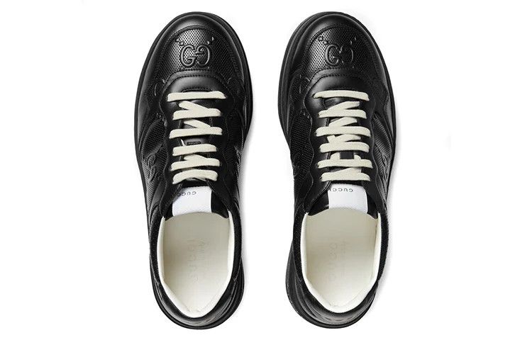 Gucci oc11z526 Men's GG Embossed Low-Top Sneakers in Black Size US 7.5 / EU 40-41 - 3 Thumbnail