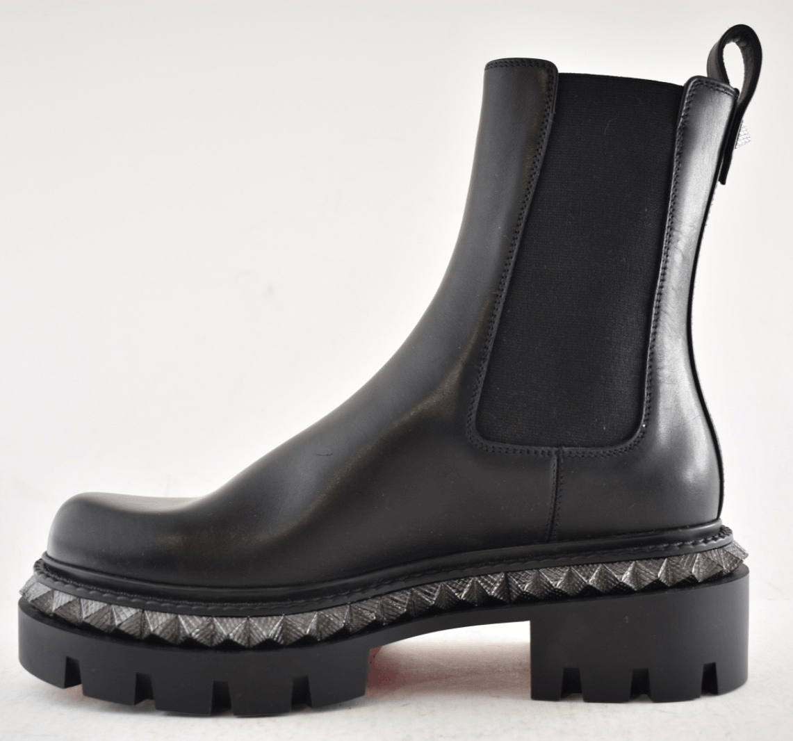 Christian Louboutin St Emilia Pyraclou Flat Black Calf Chelsea Lug Ankle Boot 37 Size US 7 / IT 37 - 16 Thumbnail