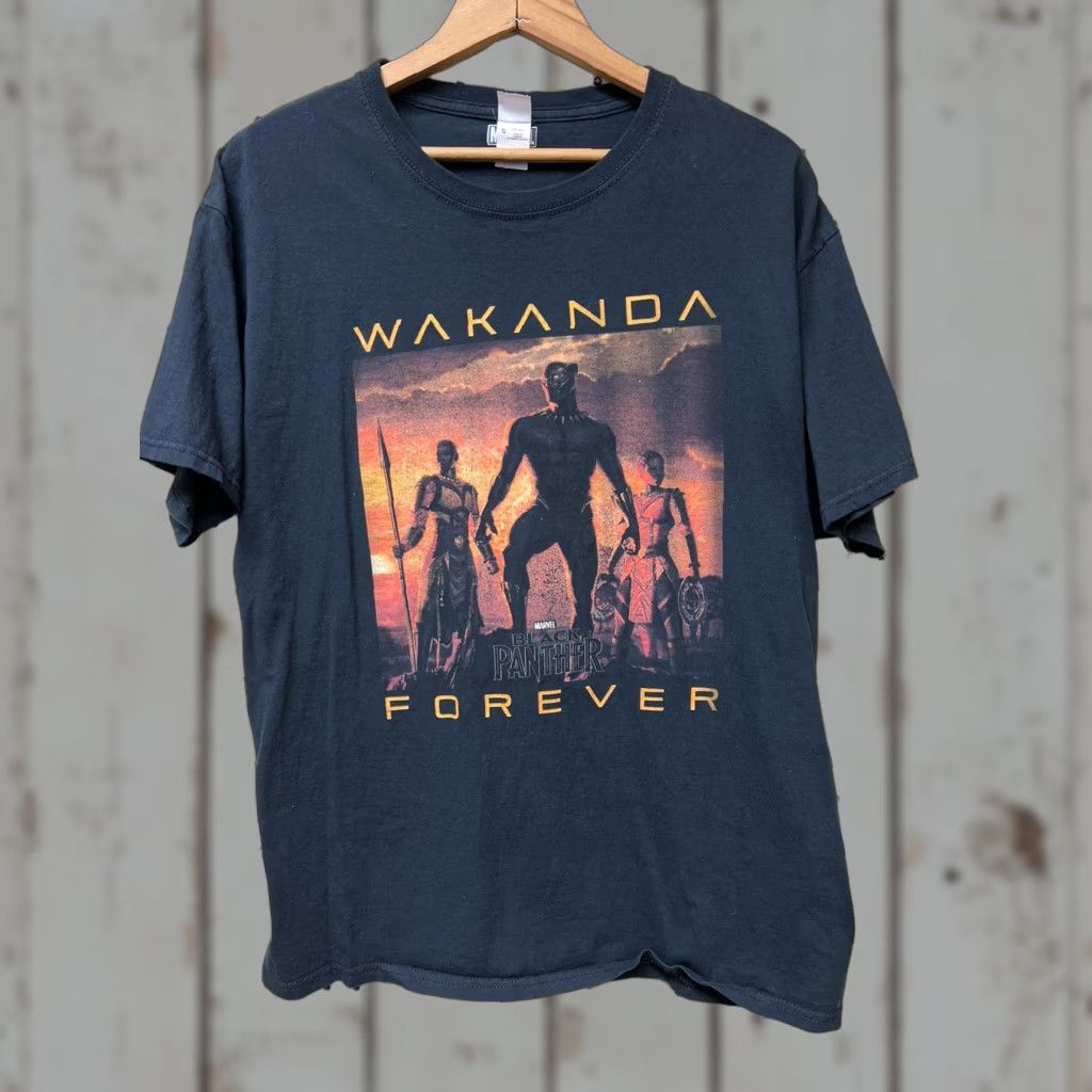 Vintage Marvel Black Panther Shuri T-Shirt L Black Cotton Unisex Adults Crew Neck Short Sleeve Graphic Print Comic MCU Wakanda Forever Size US L / EU 52-54 / 3 - 1 Thumbnail