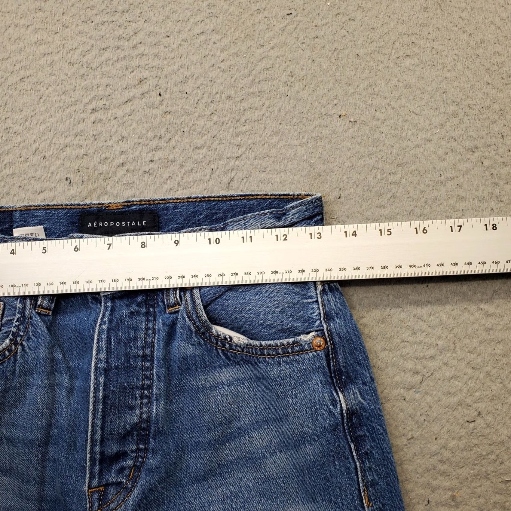 Vintage Aéropostale Womens 2 Baggy Jeans Denim Blue Button Fly Distressed Straight Leg 90s Style Jeans Women’s Size 2 Size 26" / US 2 / IT 38 - 6 Thumbnail