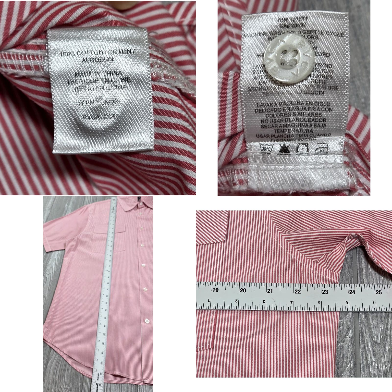 RVCA RVCA Button-Up Shirt Men L Pink White Short Sleeve Striped Poplin Casual Size US L / EU 52-54 / 3 - 9 Thumbnail
