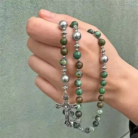 Japanese Brand Saint Benedict Rosary Necklace Chain Catholic Church Jesus Size ONE SIZE - 1 Thumbnail