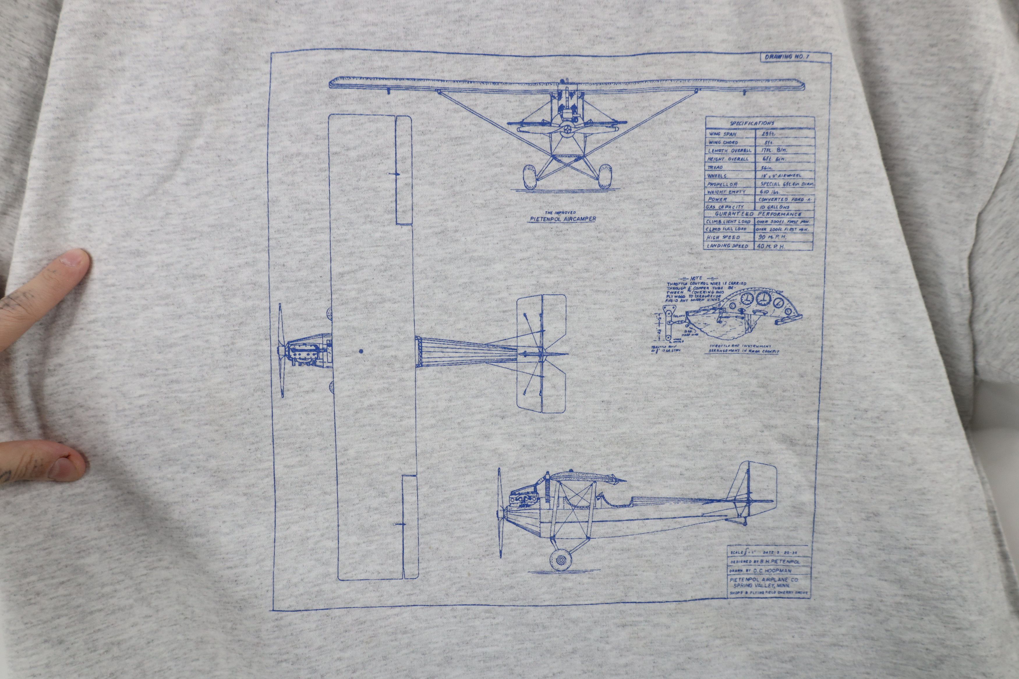 Vintage Vintage 90s Pietenpolo Aircamper Short Sleeve T-shirt Size US XL / EU 56 / 4 - 5 Thumbnail