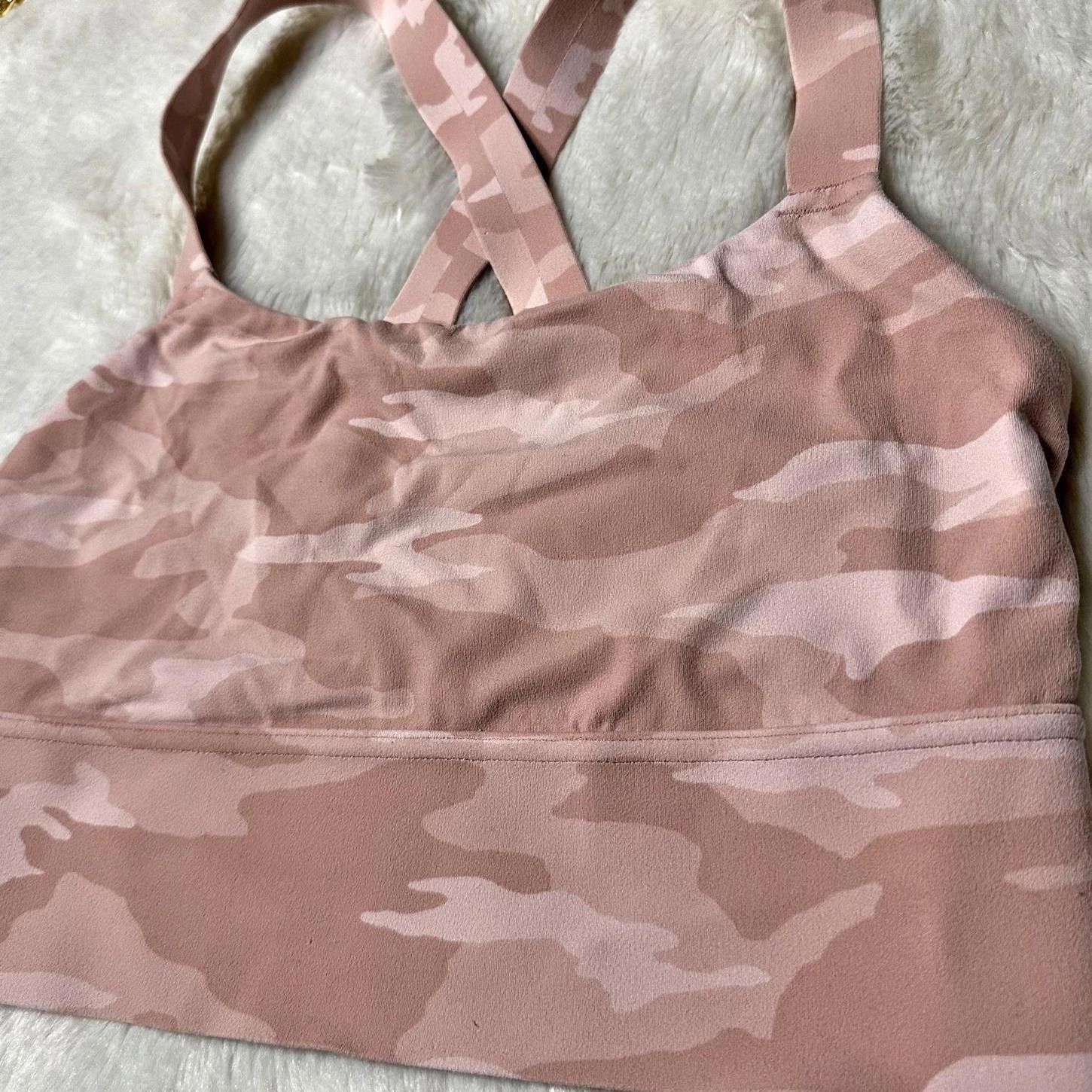 Athleta Athleta Women's XS Pink Camo Longline Sports Bra Crossback Size ONE SIZE - 2 Thumbnail