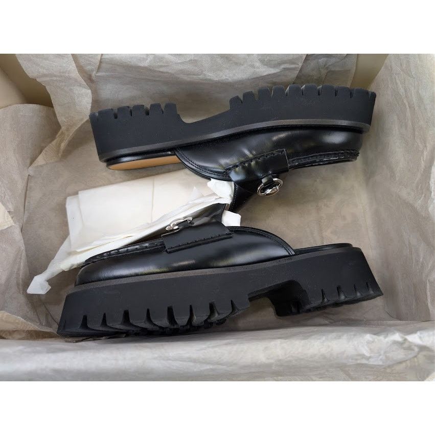 Gucci o1rshd1 Cordovan Lux Horsebit Platform Mule Sandals in Nero Size US 6 / IT 36 - 21 Thumbnail