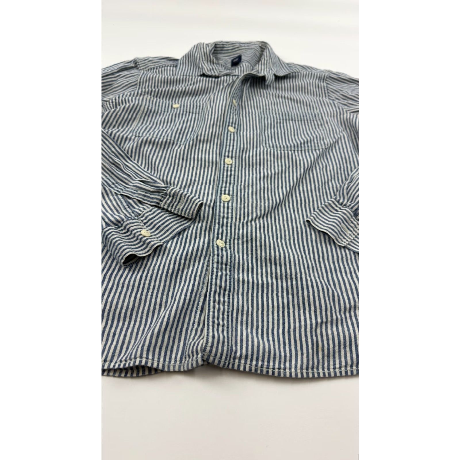 Gap Gap Button-Up Shirt Mens Large Blue Striped Long Sleeve Collared Casual Workwear Size US L / EU 52-54 / 3 - 3 Thumbnail