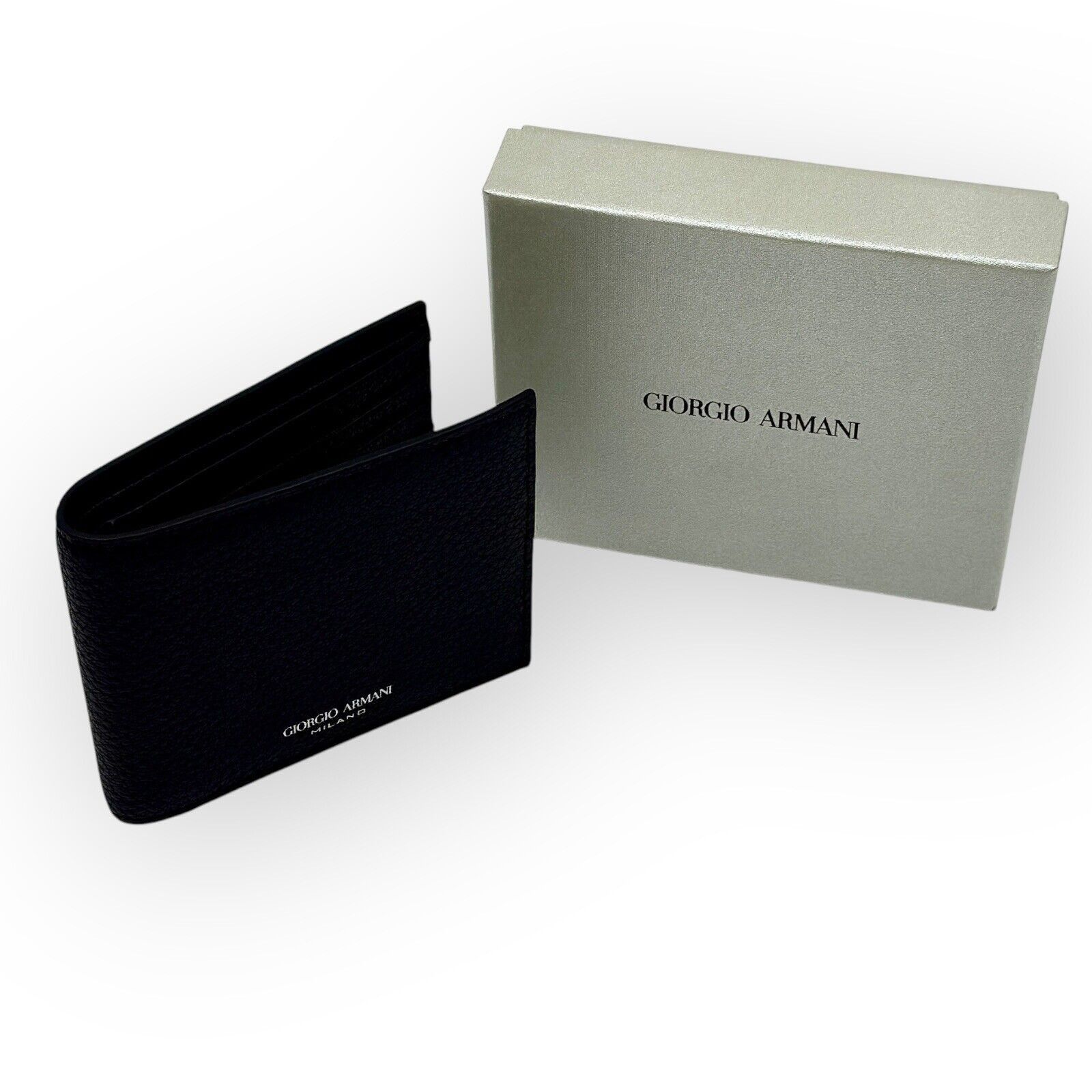 Giorgio Armani Black Textured Leather Bi-fold Mens Wallet Authentic Size ONE SIZE - 10 Thumbnail