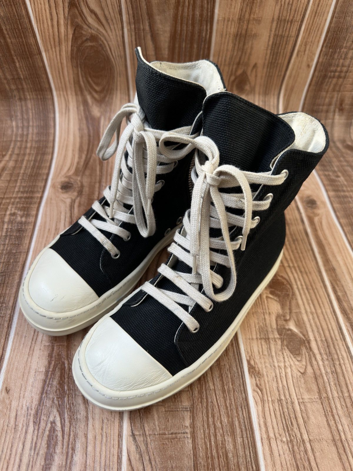 Rick Owens Rick Owens DRKSHDW Canvas Ramones High Tops Size US 6 / IT 36 - 1 Thumbnail