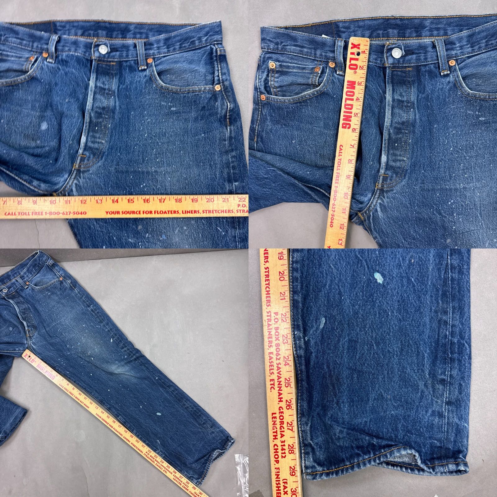 Levi's Levi's 501 Jeans Men 34x30 Blue Button Fly Pant Faded Painted Workwear (Tag36x32) Casual Straight 34x30 Men Blue Jeans Size US 36 / EU 52 - 10 Thumbnail