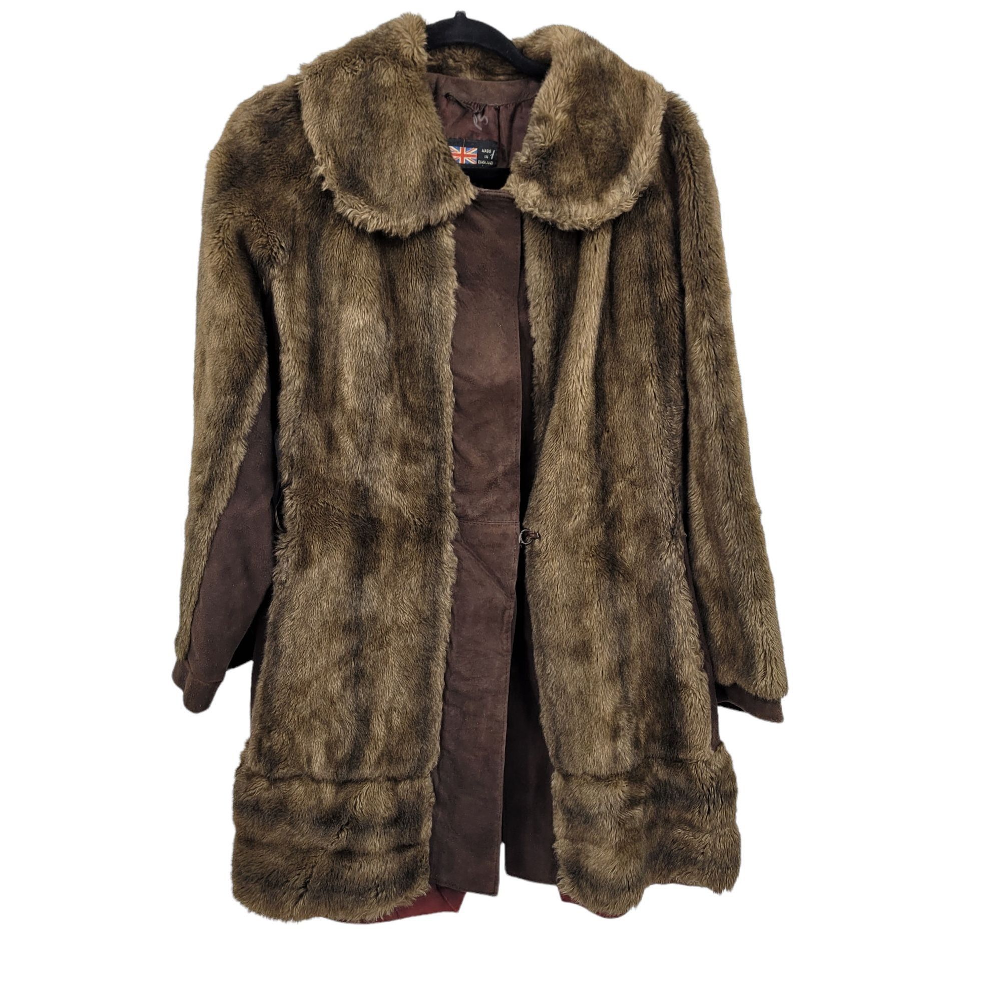 Vintage Vtg 60s Lilli Ann Vegan Faux Fur Swing Coat Sz M Brown Leath Size M / US 6-8 / IT 42-44 - 1 Thumbnail