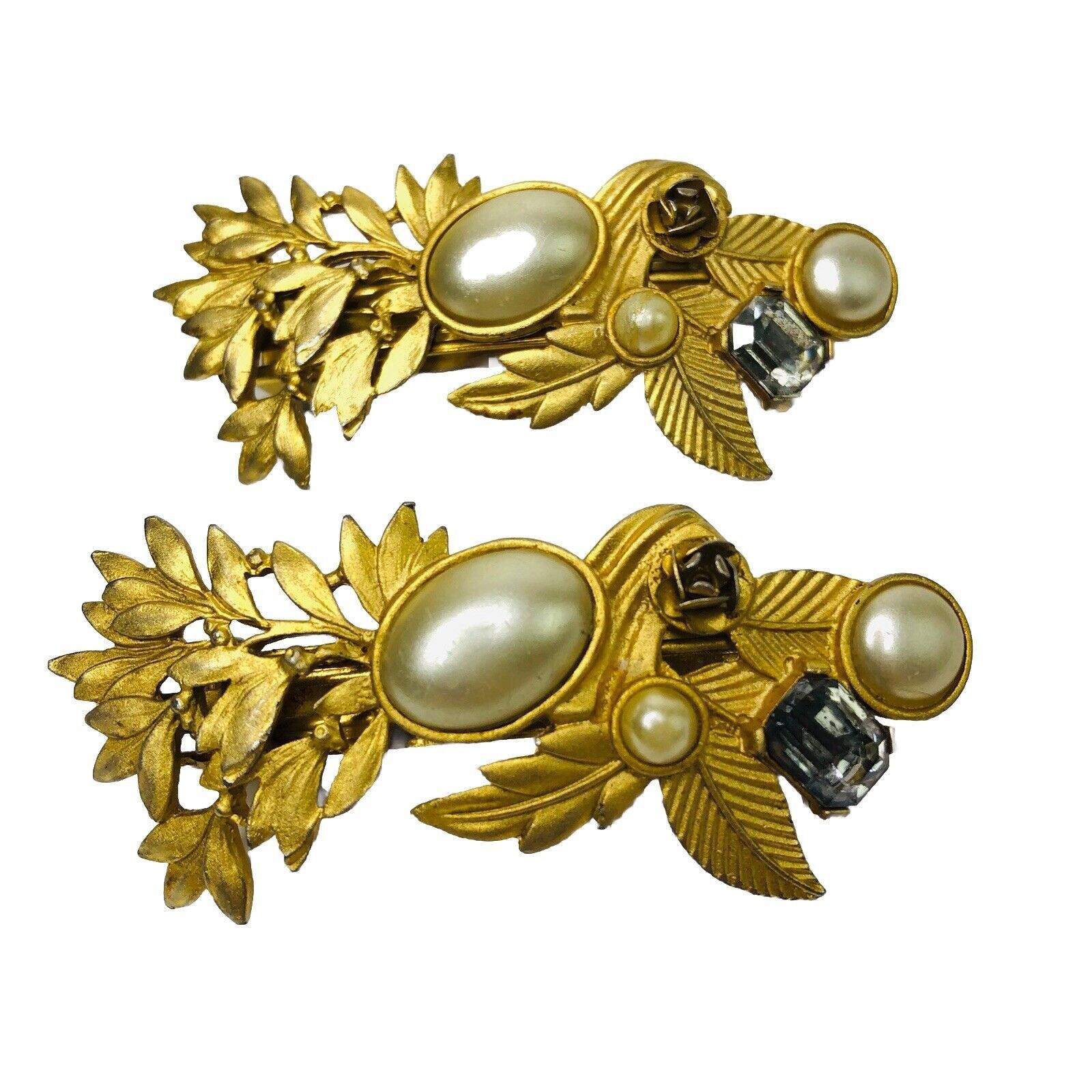 Other Vtg French Barrette Women Hair Clip Rhinestone Faux Pearl Size ONE SIZE - 1 Thumbnail