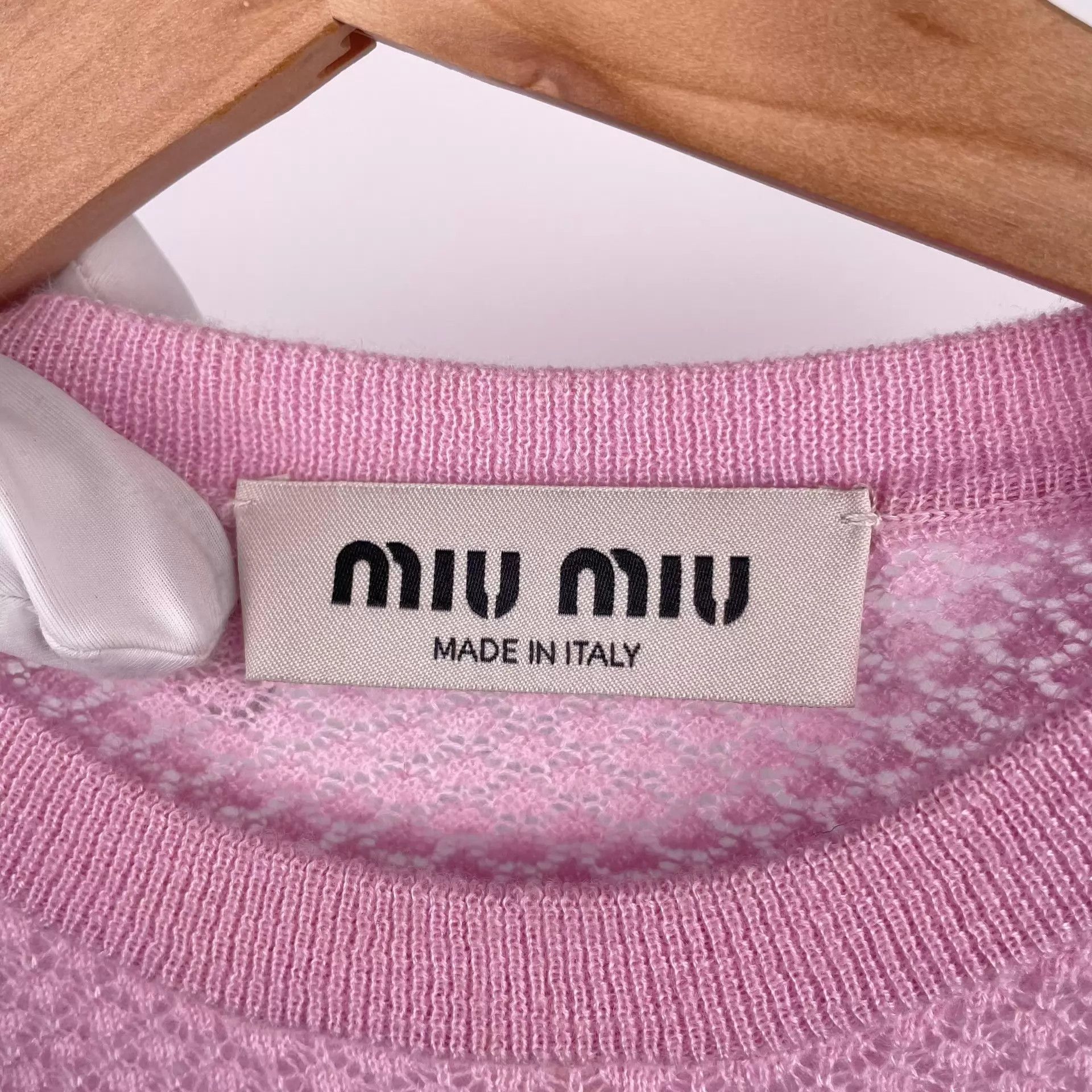 Miu Miu MIU MIU women's knit short sleeve pink 38 Size S / US 4 / IT 40 - 3 Thumbnail