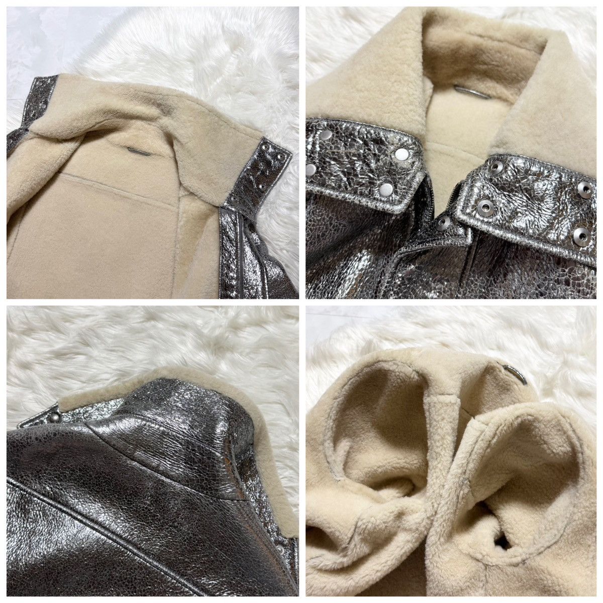 Bottega Veneta RARE Bottega Veneta Shearling Metallic Leather Biker Jacket Size US M / EU 48-50 / 2 - 3 Thumbnail