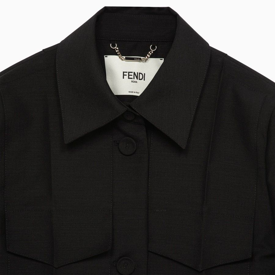 Fendi o1d2blof0824 Wool Boxy Jacket in Black Size M / US 6-8 / IT 42-44 - 3 Thumbnail