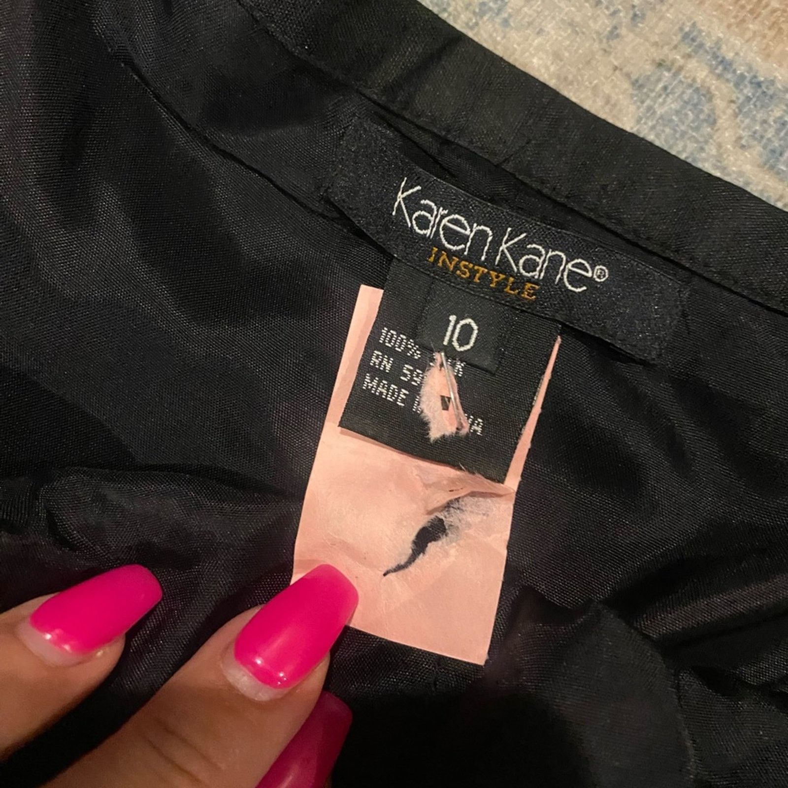 Other Vintage 1990s Karen Kane Pants Silk Beaded Black Pants 10 Size 32" / US 10 / IT 46 - 4 Thumbnail