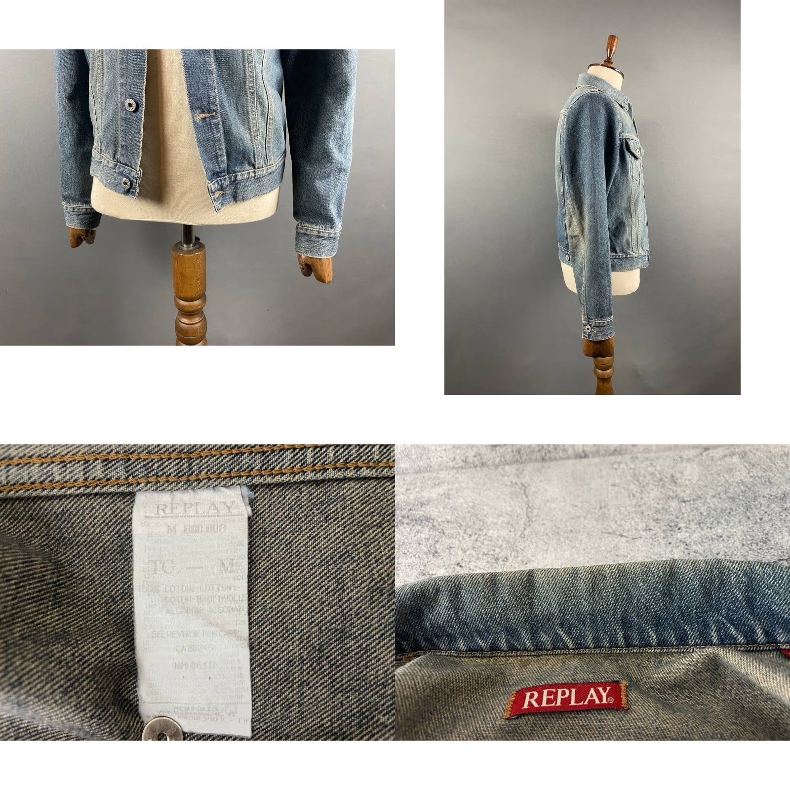 Replay Replay Mens Jacket Denim Blue Long Sleeve Front Zip Bomber Regular Size M Size US M / EU 48-50 / 2 - 8 Thumbnail
