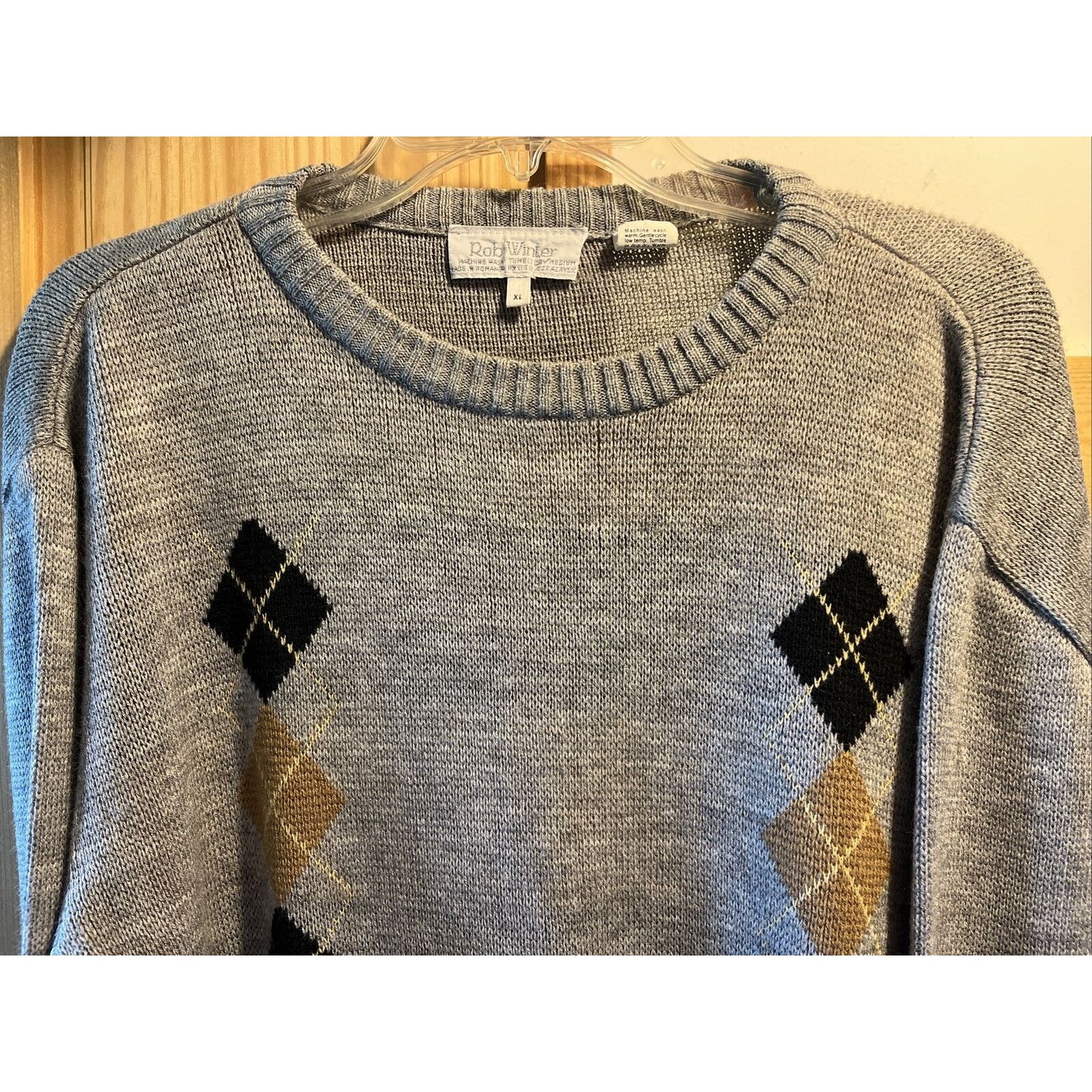 Other Rob Winter Size XL Sweater Gray Argyle Mens Acrylic Pullover Size US XL / EU 56 / 4 - 5 Thumbnail