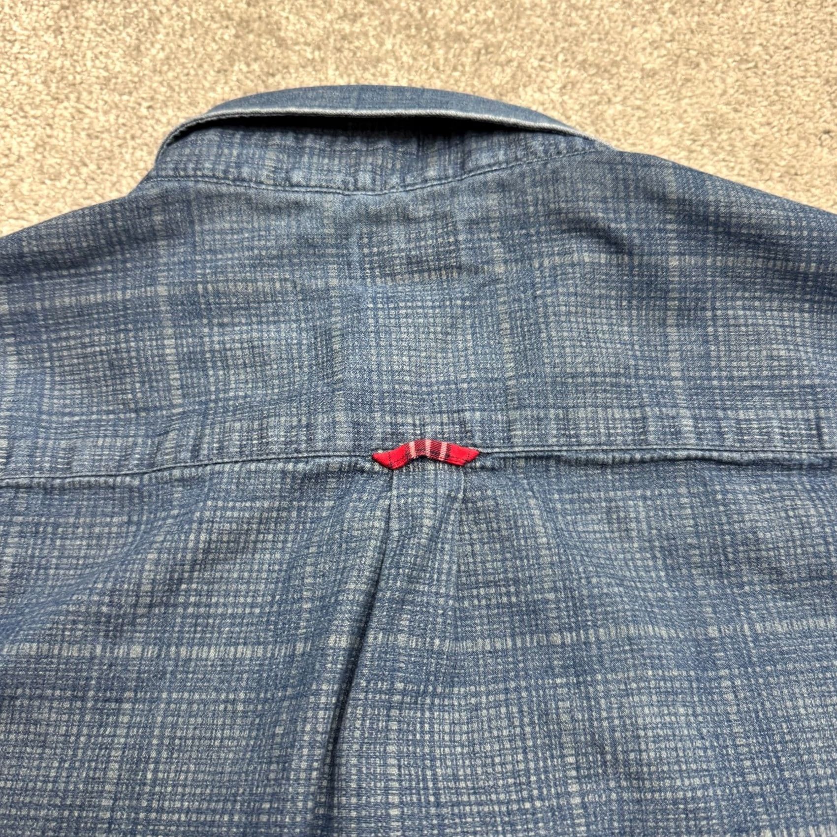 Vintage 7 Diamonds Button-Up Shirt Mens Medium Chambray Plaid Blue Red Casual Short Sleeve Casual Shirt Mens Regular Fit Size US M / EU 48-50 / 2 - 3 Thumbnail