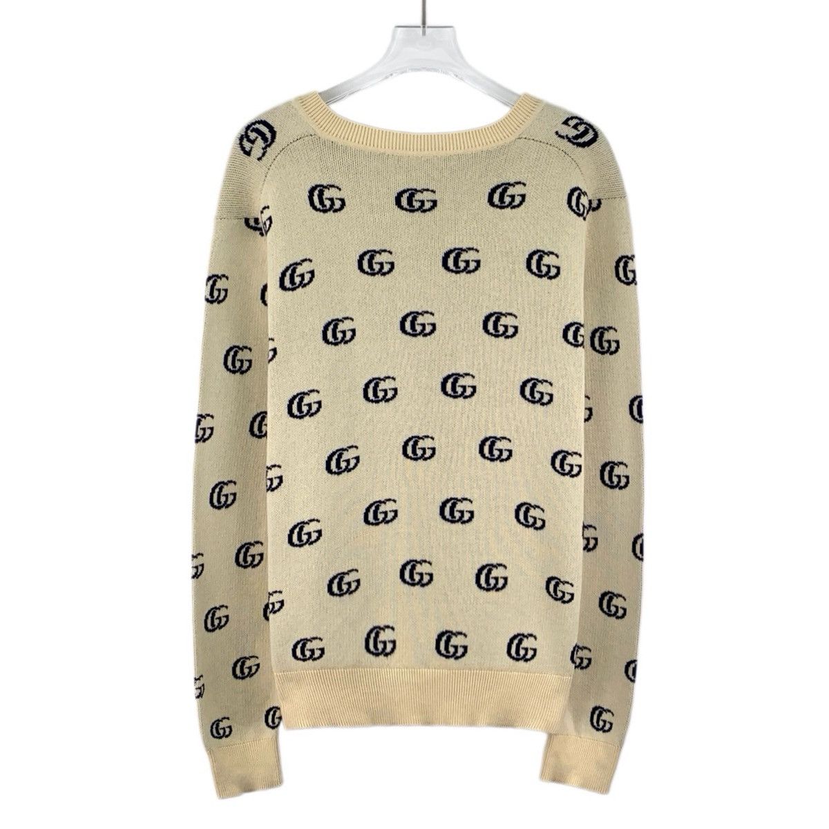 Gucci Gucci Beige All-over V-neck Long Sleeve Knit Sweater K26WX Size XS / US 0-2 / IT 36-38 - 2 Thumbnail