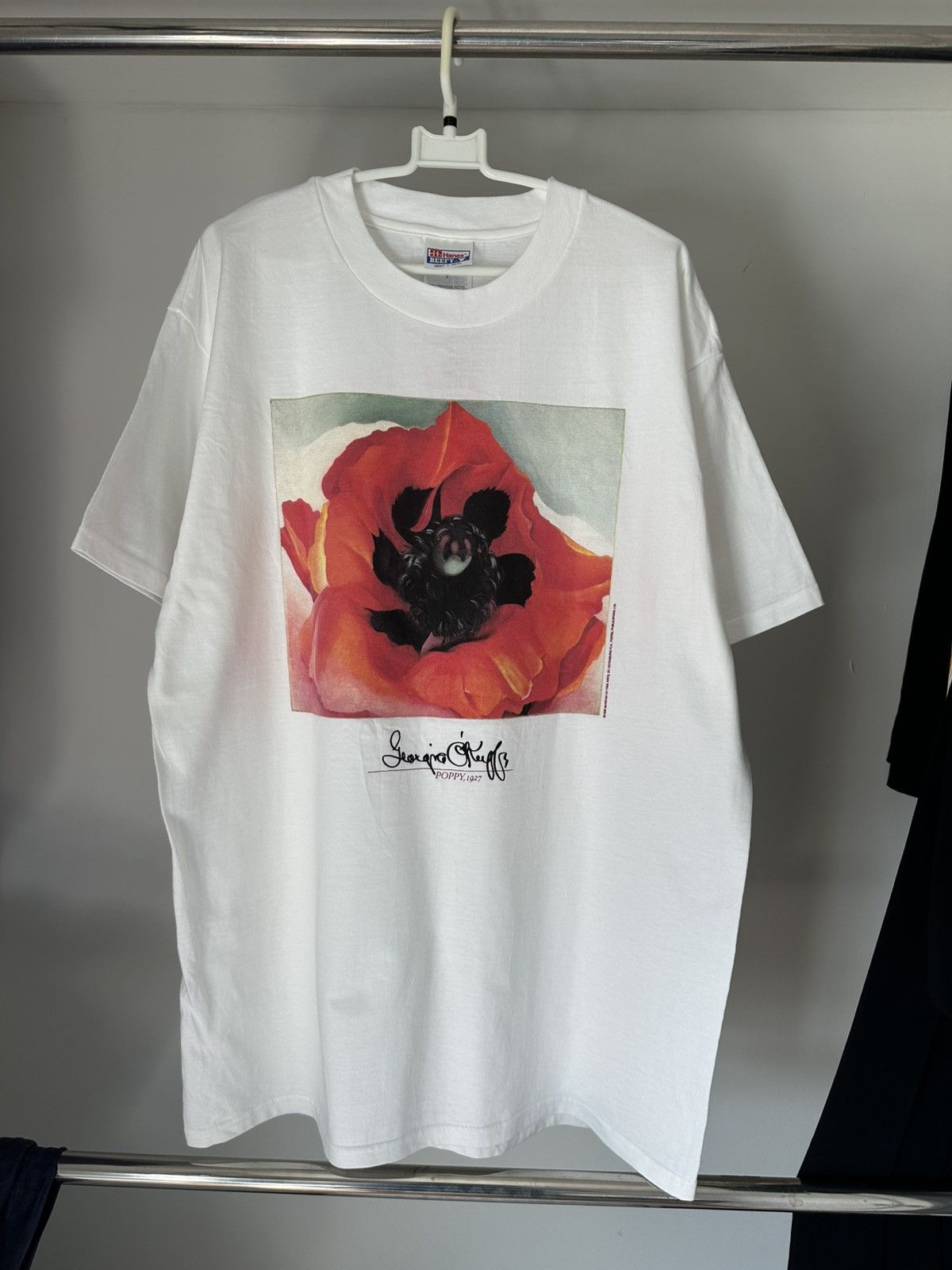 Hanes Vintage Georgia O’keeffe Shirt “Red Poppy” Size US L / EU 52-54 / 3 - 3 Thumbnail