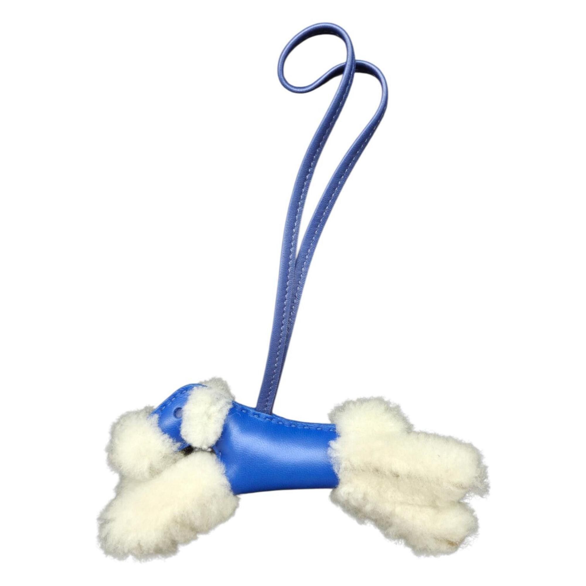 Hermes HERMES Buddy Bag Charm, Anneu Milo Mouton, Blue French Saphir, White Charm Ornament for Men and Women Size ONE SIZE - 1 Thumbnail