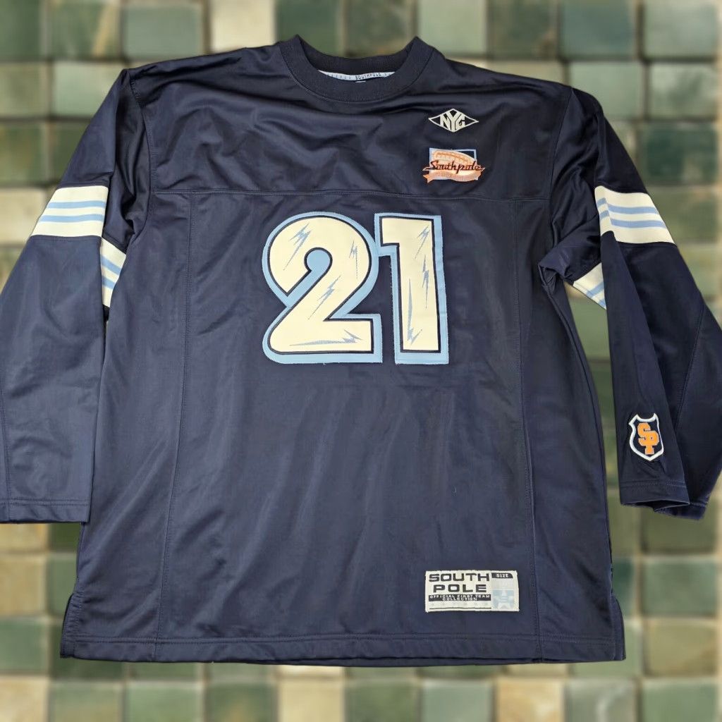 Southpole VINTAGE Southpole Jersey Football Mens 2XL Navy Pullover Fleece Lined Crew Neck Embroidered Jersey Thermal 100% Polyester"} Size US XXL / EU 58 / 5 - 1 Thumbnail