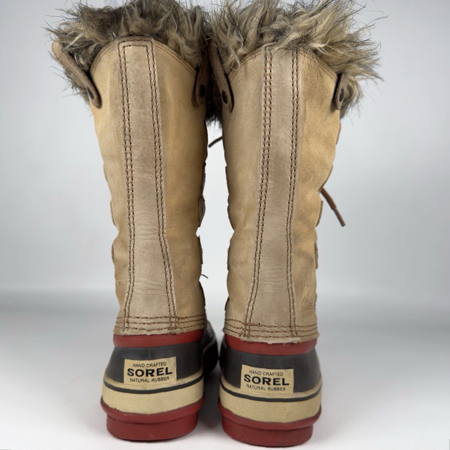 SOREL SOREL Joan of Arctic Womens Boots Tan Leather Waterproof Insulated Winter Fur Round Toe Tie Casual Winter Womens Flat Rubber Outsole Waterproof No N/A Size US 5 / IT 35 - 7 Thumbnail