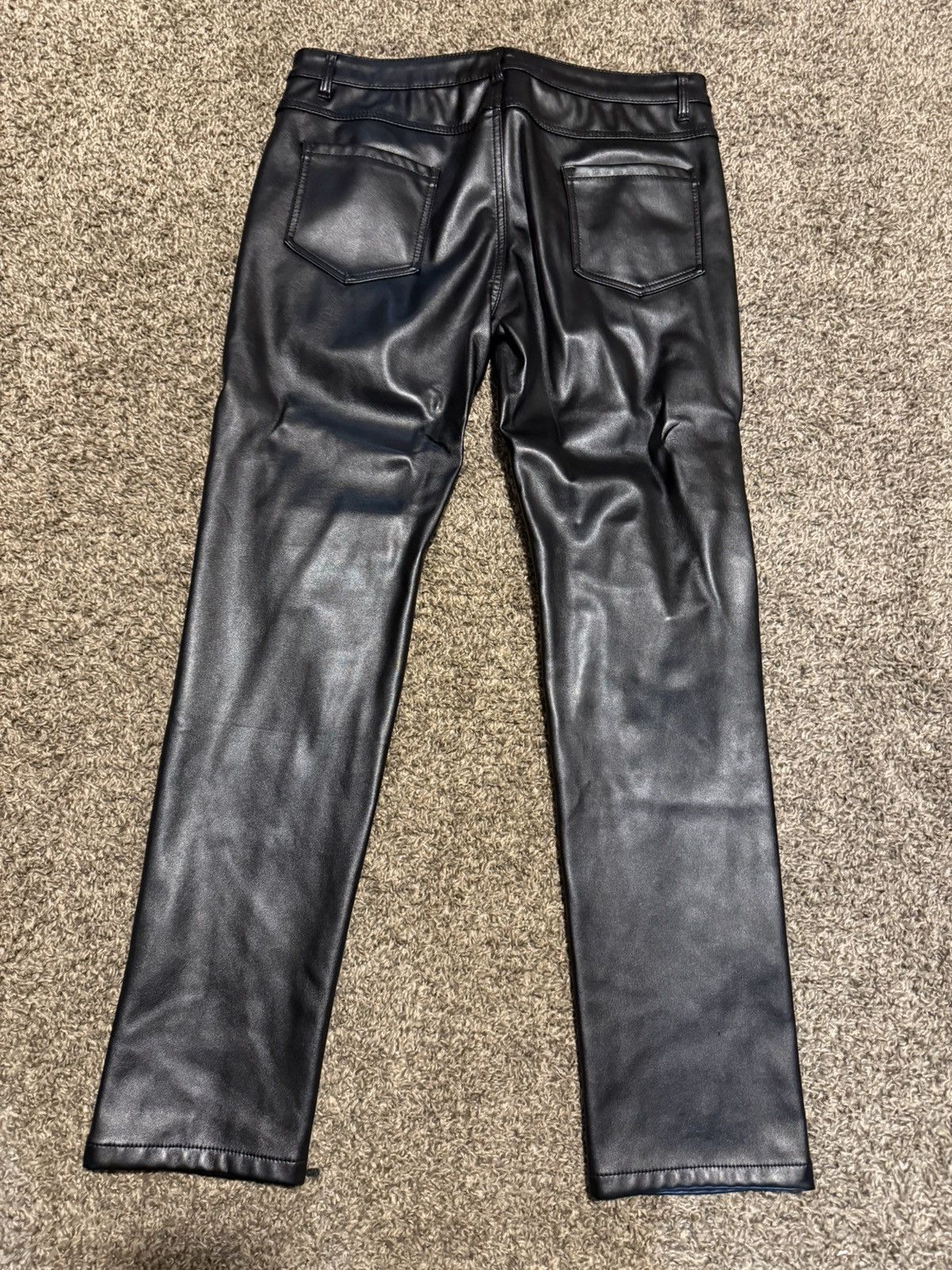 Other Black Faux Leather Biker Moto Pants Size US 34 / EU 50 - 3 Thumbnail