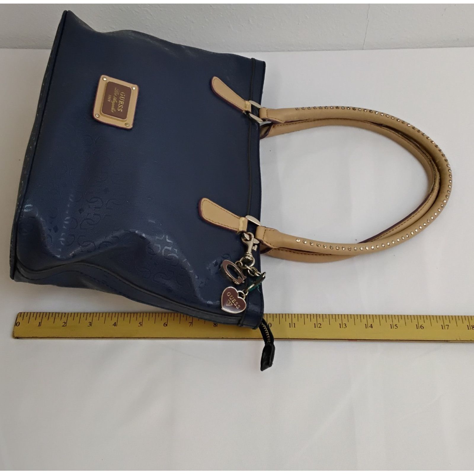 Guess Guess 1981 Los Angeles Tote Handbag Blue Embossed Size ONE SIZE - 18 Thumbnail