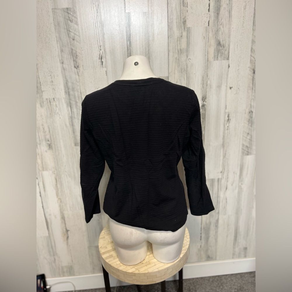 Other Black Textured V-Neck Long Sleeve Top Women’s Medium Casual Size M / US 6-8 / IT 42-44 - 2 Thumbnail
