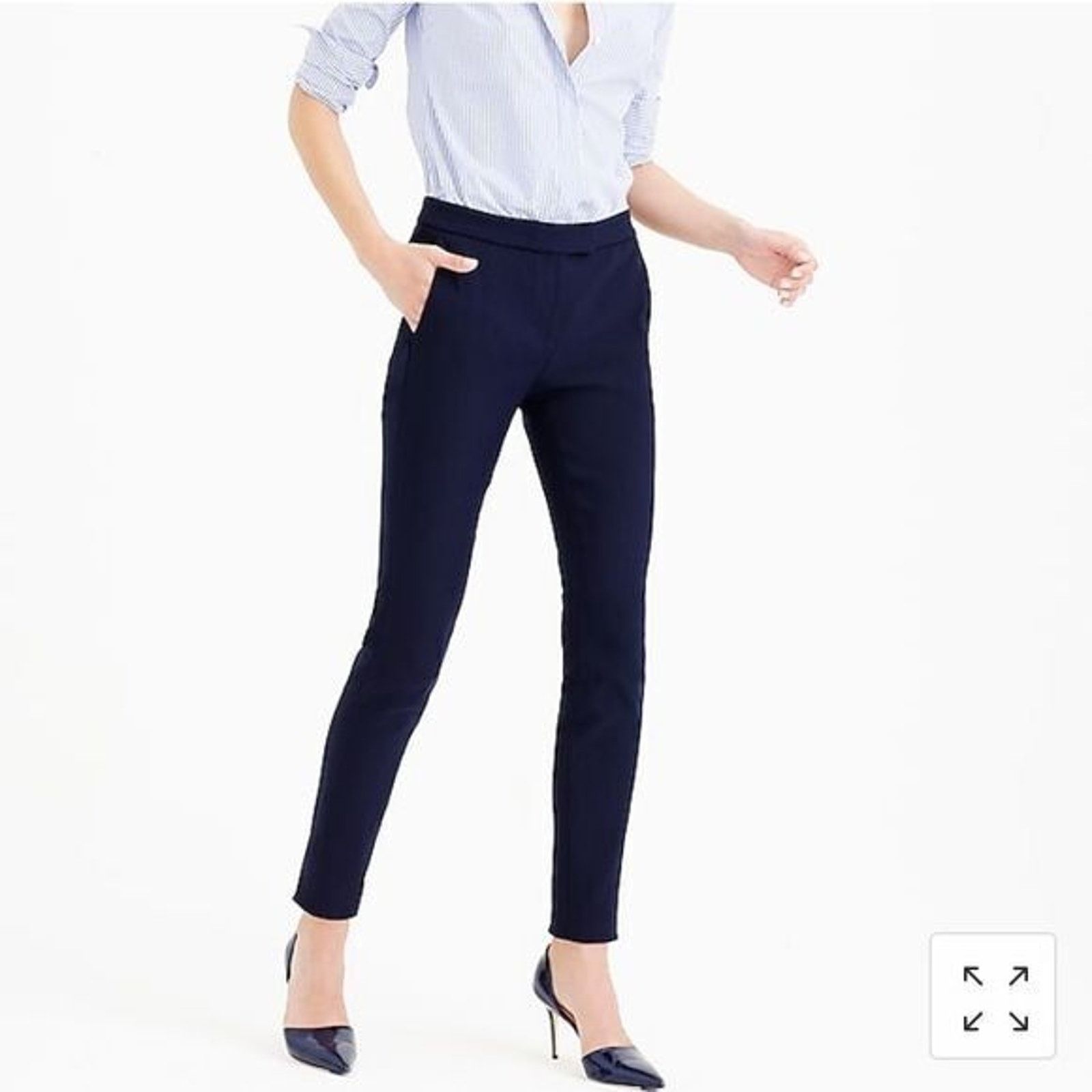 J.Crew J Crew Ryder Slim Trouser Ankle Pants Navy Blue Stretch 4 Size 27" / US 4 / IT 40 - 8 Thumbnail