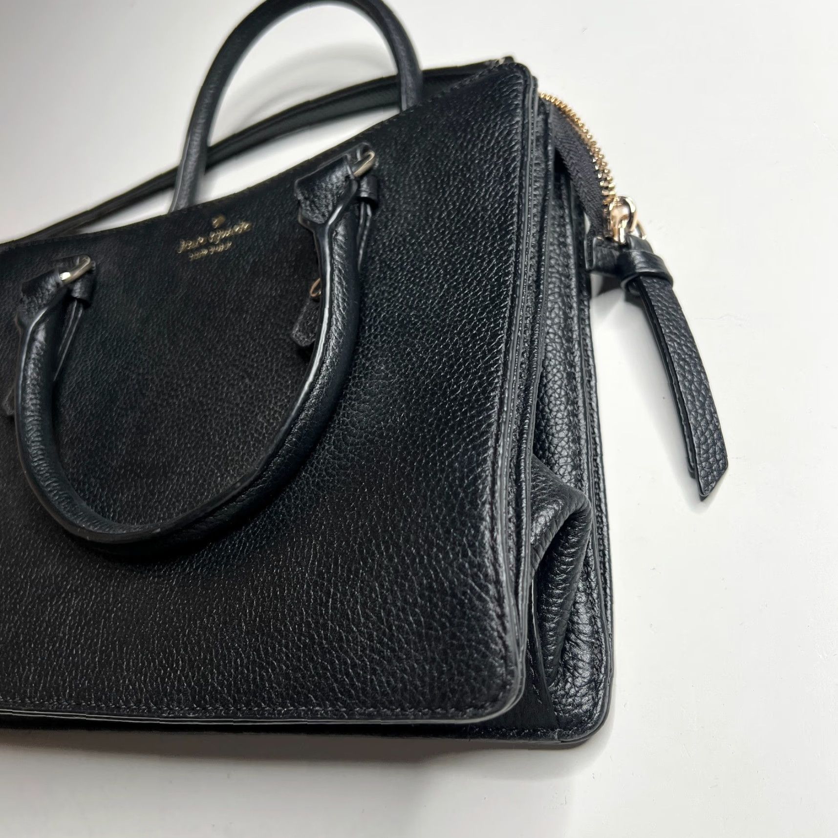 Vintage kate spade new york Black Pebbled Leather Satchel Crossbody Bag Purse Handbag Size ONE SIZE - 2 Thumbnail