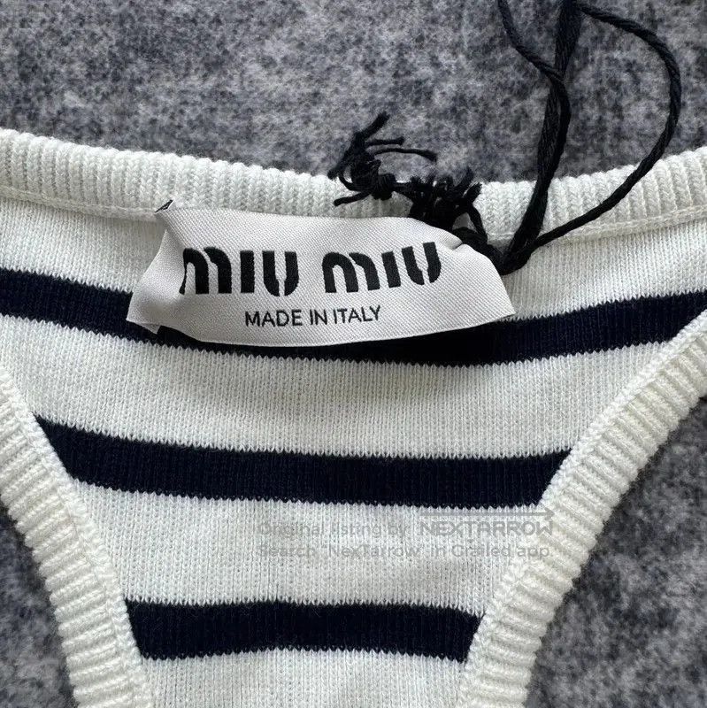 Miu Miu Miu Miu Striped Cotton Crop Top for Women . Size L / US 10 / IT 46 - 4 Thumbnail