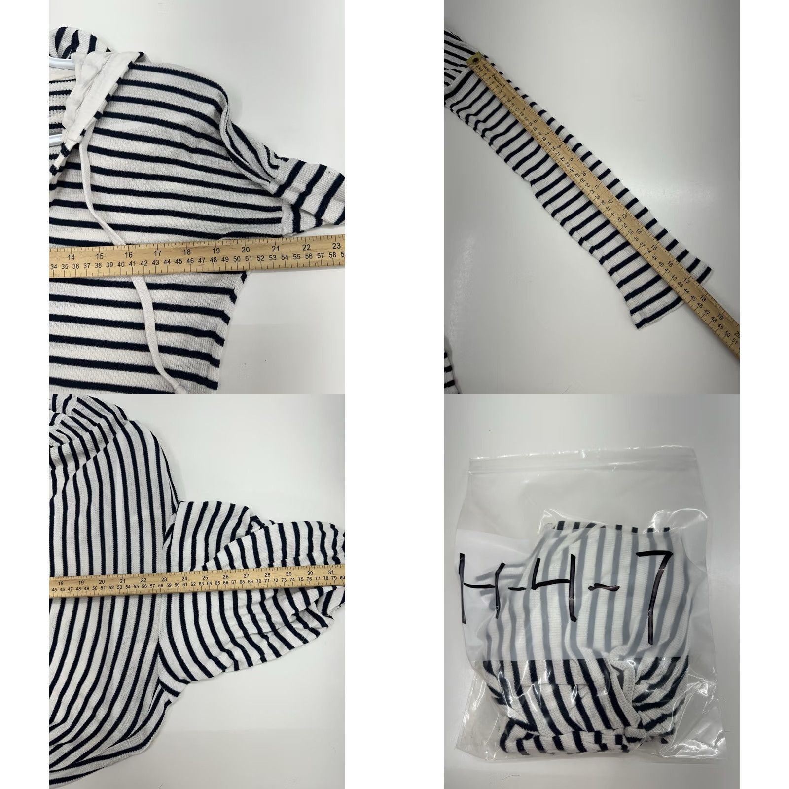 Splendid Small White Black Striped Long Sleeve Hooded Thin Womens Shirt Splendid Size S / US 4 / IT 40 - 9 Thumbnail
