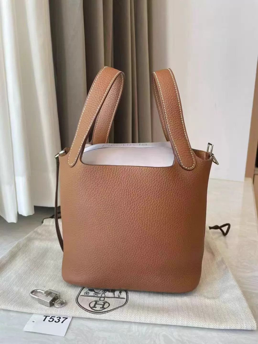 Hermes Hermès Picotin 18 Silver Brown NM Y Stamp Dust Bag Size ONE SIZE - 5 Thumbnail