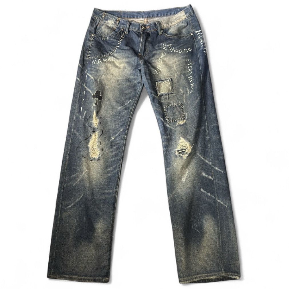 Japanese Brand Japanese Destroyed Karakuri Thrashed Denim Vintage Y2K Size US 34 / EU 50 - 2 Thumbnail