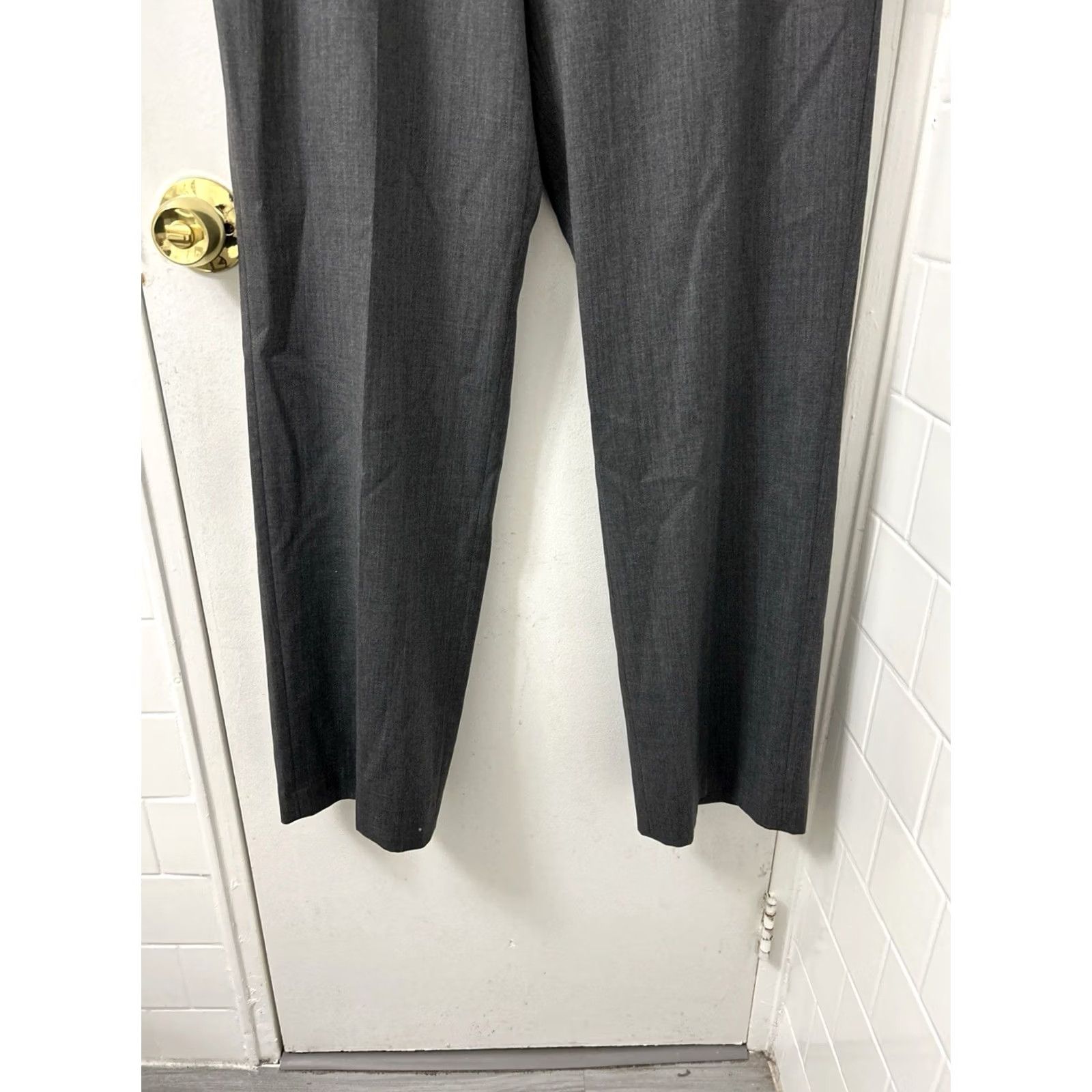 Calvin Klein Calvin Klein Dress Pants Mens 33x32 Dark Gray Wool Blend Flat Front Straight Leg Size US 33 - 3 Thumbnail