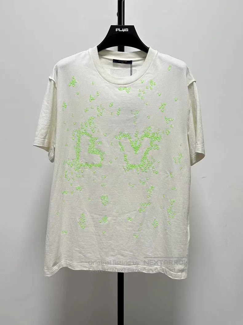 Louis Vuitton Louis Vuitton White Green Embroidered T-shirt. Size US XXL / EU 58 / 5 - 1 Thumbnail