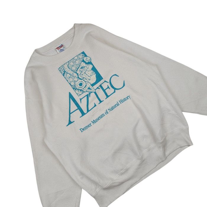 Hanes Vintage 90's AZTEC Warrior Tribe Denver Museum Sweatshirt Size US L / EU 52-54 / 3 - 3 Thumbnail