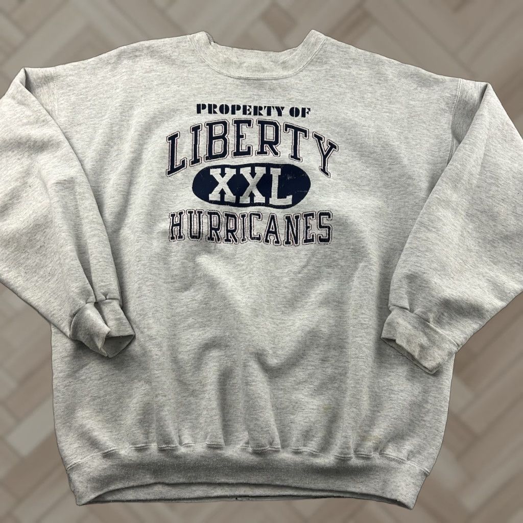 Hanes VINTAGE Hanes Liberty Hurricanes Pullover Crewneck Sweatshirt Men XL Gray Size US XXL / EU 58 / 5 - 1 Thumbnail
