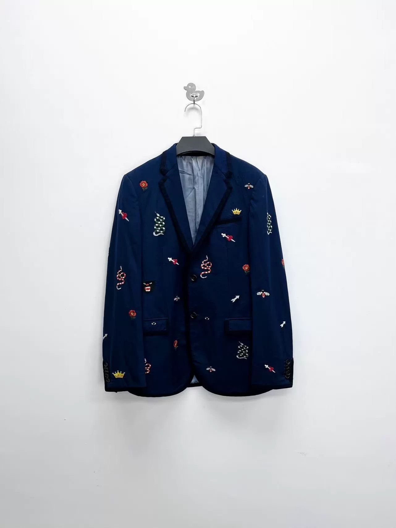Gucci gucci embroidered navy blazer jacket unisex Size US L / EU 52-54 / 3 - 1 Thumbnail