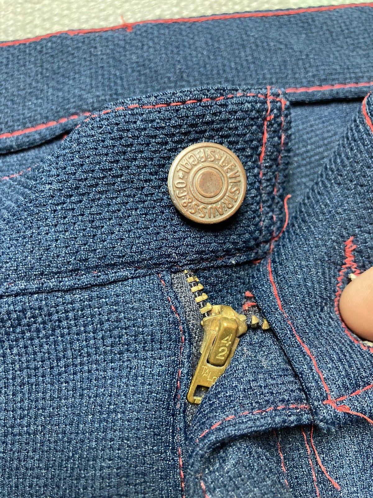 Vintage 1960s Levis big E gentleman jeans knit polyester pants 40x30 Size US 40 / EU 56 - 8 Thumbnail