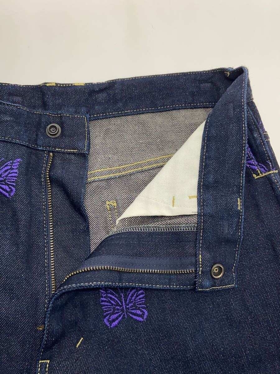 Needles Butterfly Embroidered Cotton Pants Indigo